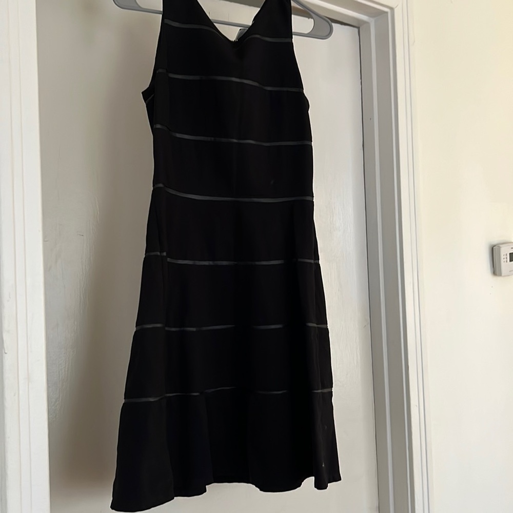 Black A-Line dress with leather detailing